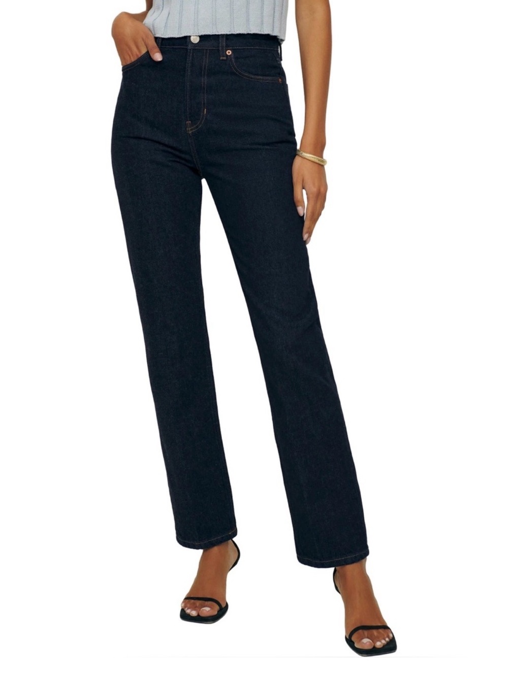 REFORMATION • Cynthia High Rise Straight Cropped Jeans - size 29 ondine wash